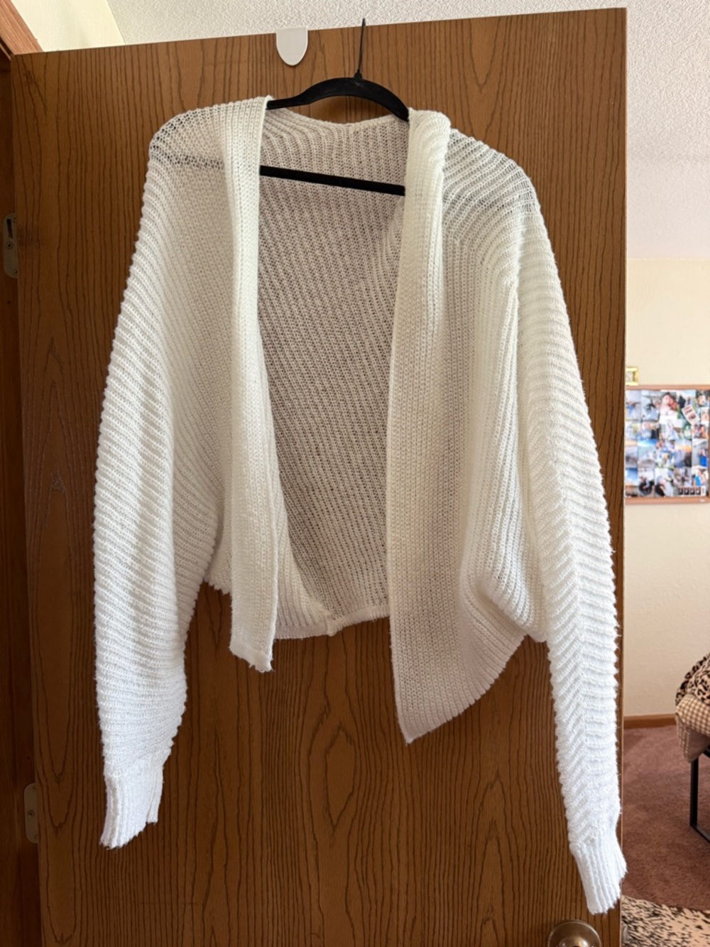 SHEIN White Open-Front Knit Cardigan